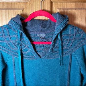 Eddie Bauer Teal and Gray Hooded Sweater